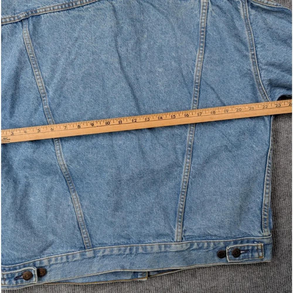 Vintage Levis Denim Jacket Mens Large Type 3 80s Red Batwing USA Made Faded
